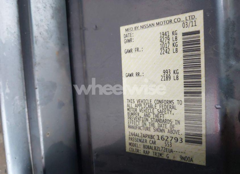 Photo 9 of 2011 Nissan Altima 2.5 S (VIN 1N4AL2APXBC162793)