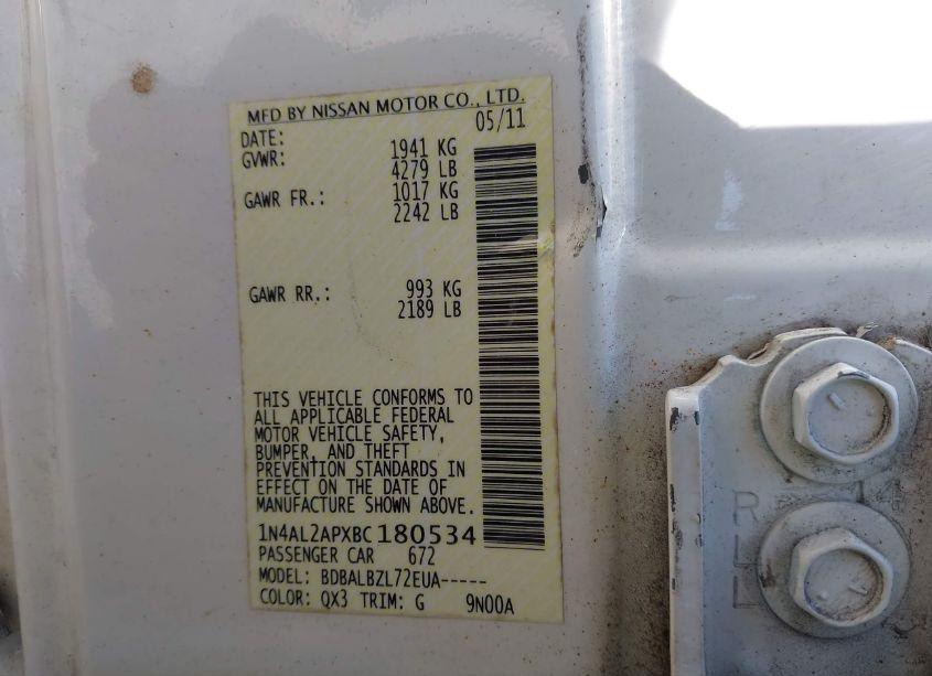 Photo 9 of 2011 Nissan Altima 2.5 S (VIN 1N4AL2APXBC180534)