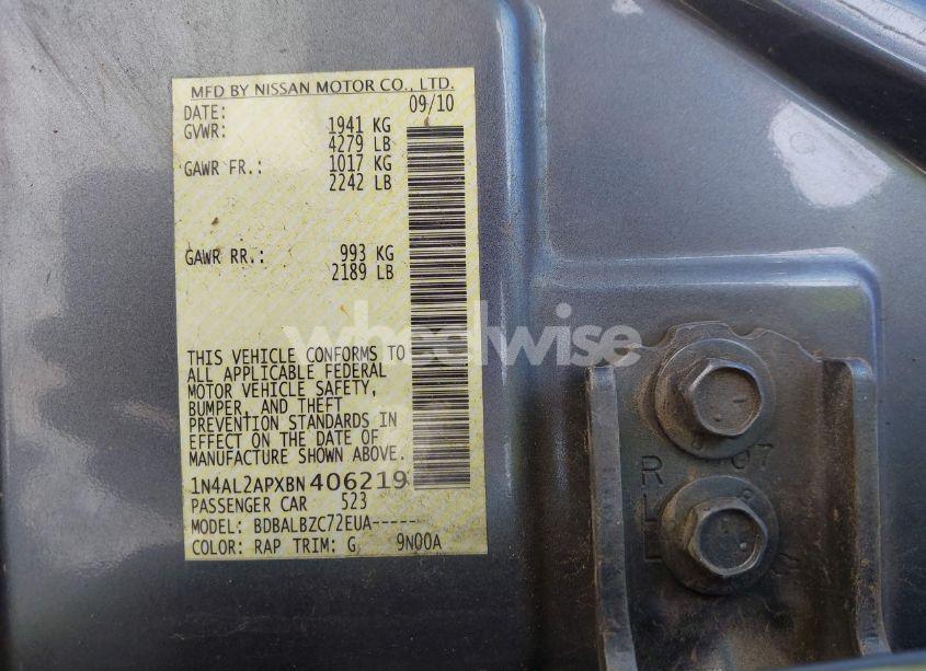 Photo 9 of 2011 Nissan Altima 2.5 S (VIN 1N4AL2APXBN406219)