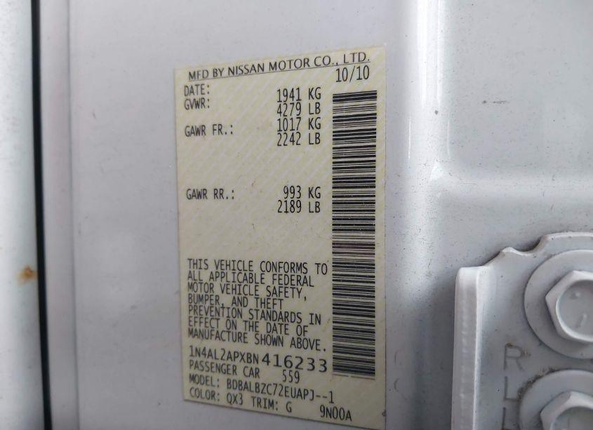 Photo 9 of 2011 Nissan Altima 2.5 S (VIN 1N4AL2APXBN416233)