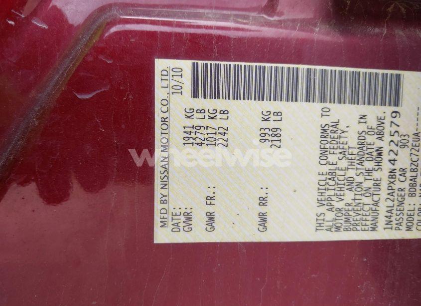 Photo 9 of 2011 Nissan Altima 2.5 S (VIN 1N4AL2APXBN422579)