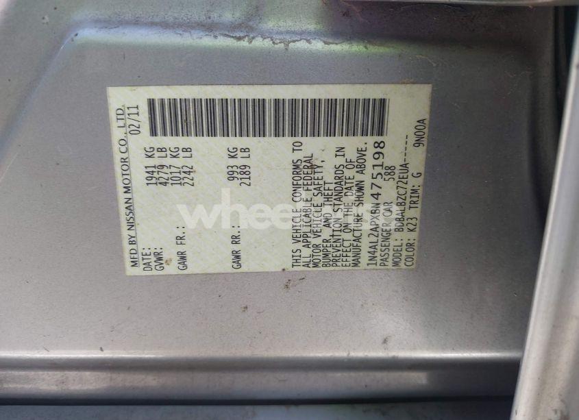 Photo 9 of 2011 Nissan Altima 2.5 S (VIN 1N4AL2APXBN475198)