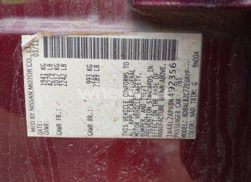 Photo 9 of 2011 Nissan Altima 2.5 S (VIN 1N4AL2APXBN492356)