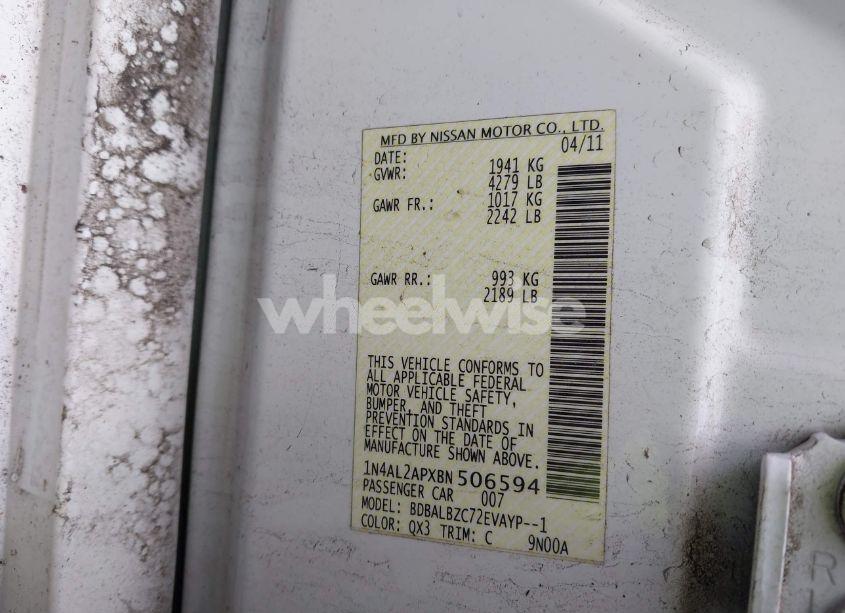 Photo 9 of 2011 Nissan Altima 2.5 S (VIN 1N4AL2APXBN506594)