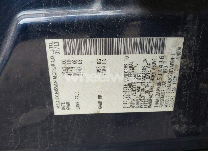 Photo 9 of 2011 Nissan Altima 2.5 S (VIN 1N4AL2APXBN514436)