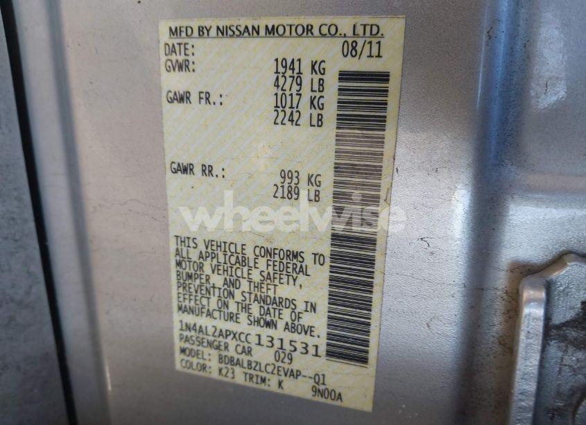 Photo 9 of 2012 Nissan Altima 2.5 S (VIN 1N4AL2APXCC131531)