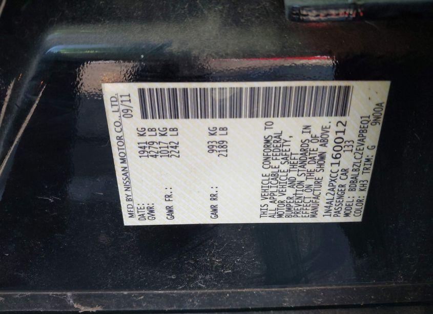 Photo 9 of 2012 Nissan Altima 2.5 S (VIN 1N4AL2APXCC160012)