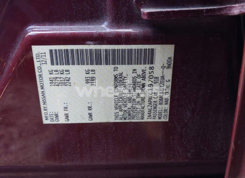 Photo 9 of 2012 Nissan Altima 2.5 S (VIN 1N4AL2APXCC197058)