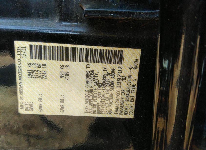 Photo 9 of 2012 Nissan Altima 2.5 S (VIN 1N4AL2APXCC199702)