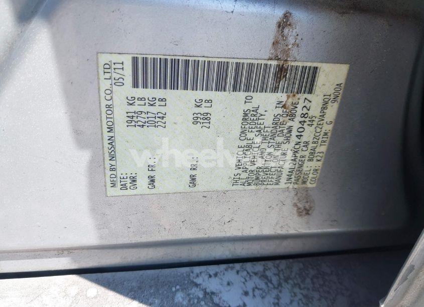 Photo 9 of 2012 Nissan Altima 2.5 S (VIN 1N4AL2APXCN404827)