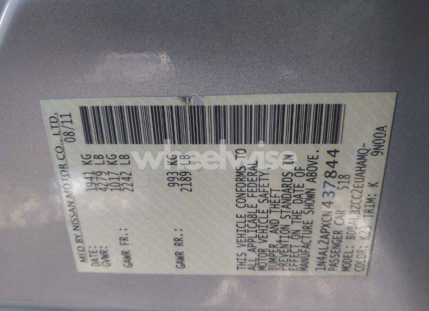 Photo 9 of 2012 Nissan Altima 2.5 S (VIN 1N4AL2APXCN437844)