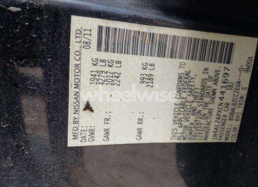 Photo 9 of 2012 Nissan Altima 2.5 S (VIN 1N4AL2APXCN441697)