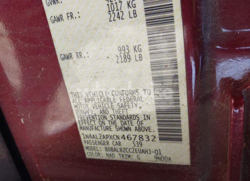 Photo 9 of 2012 Nissan Altima 2.5 S (VIN 1N4AL2APXCN467832)