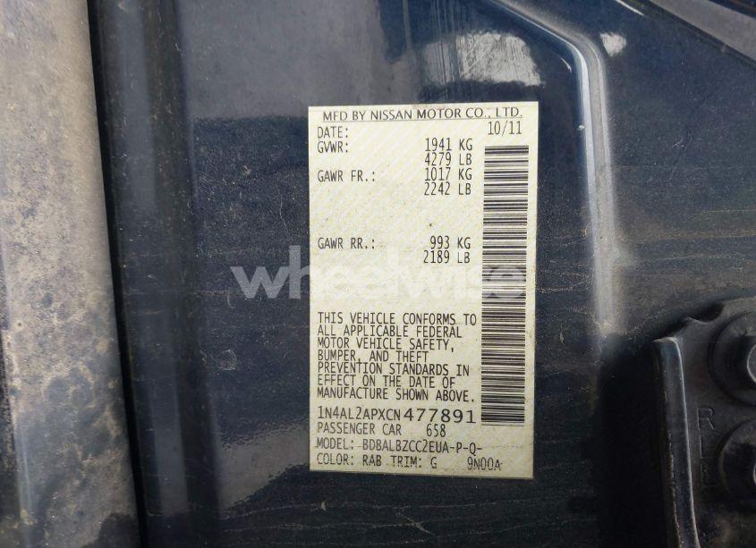 Photo 9 of 2012 Nissan Altima 2.5 S (VIN 1N4AL2APXCN477891)