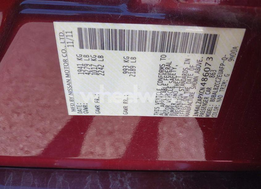 Photo 9 of 2012 Nissan Altima 2.5 S (VIN 1N4AL2APXCN486073)