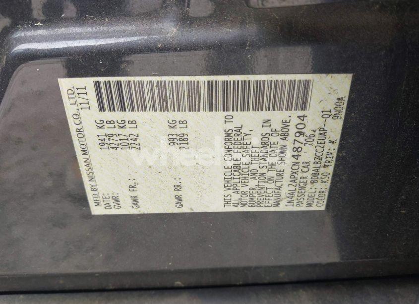 Photo 9 of 2012 Nissan Altima 2.5 S (VIN 1N4AL2APXCN487904)