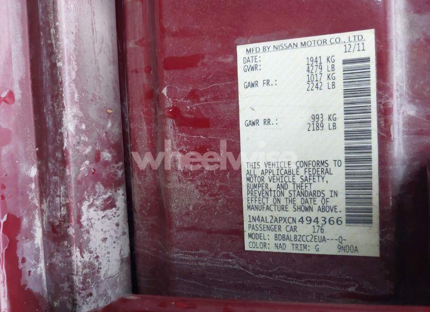 Photo 9 of 2012 Nissan Altima 2.5 S (VIN 1N4AL2APXCN494366)