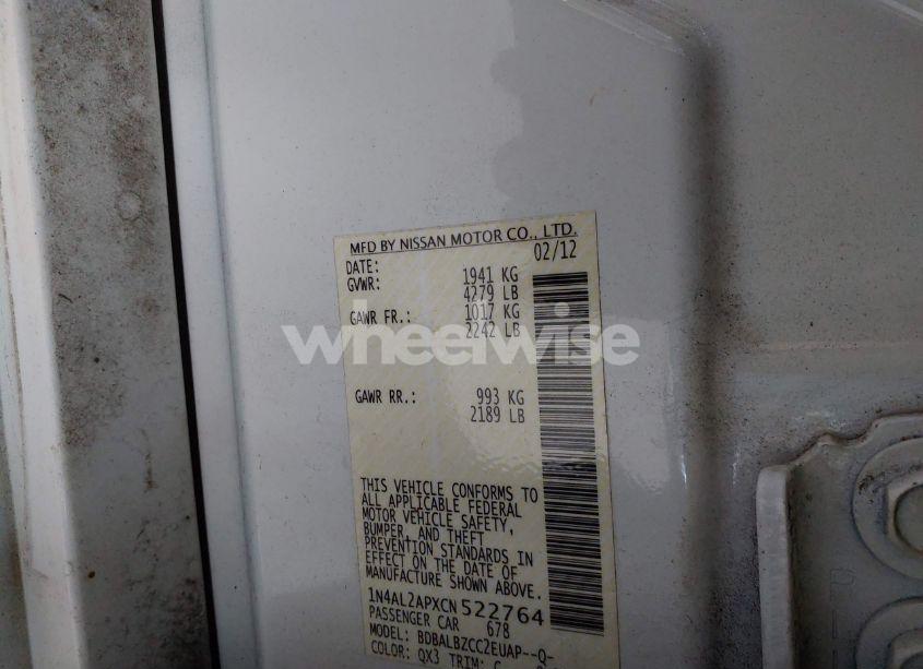 Photo 9 of 2012 Nissan Altima 2.5 S (VIN 1N4AL2APXCN522764)