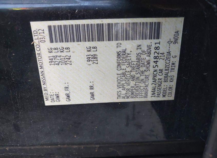 Photo 9 of 2012 Nissan Altima 2.5 S (VIN 1N4AL2APXCN548281)