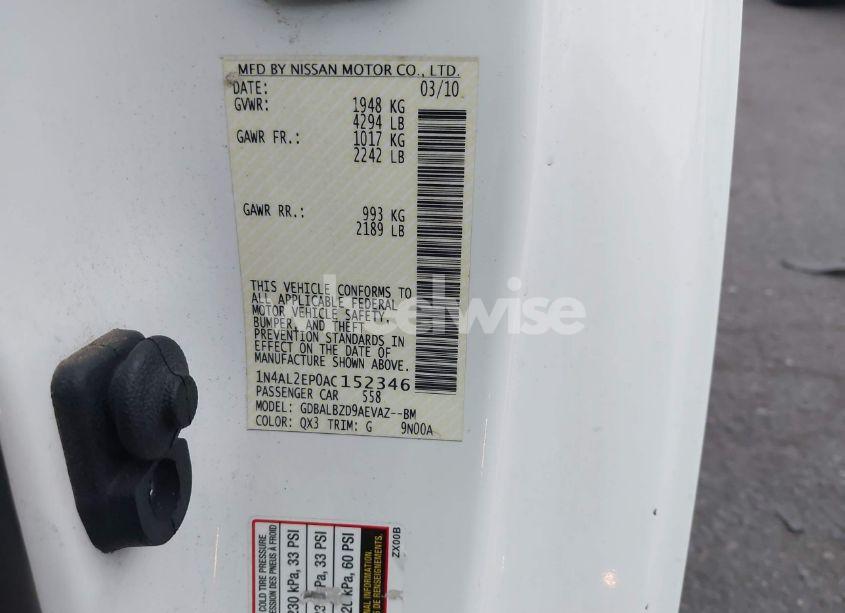 Photo 9 of 2010 Nissan Altima 2.5 S (VIN 1N4AL2EP0AC152346)