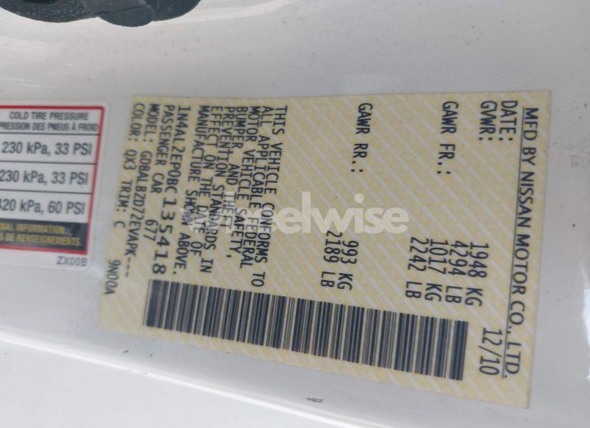 Photo 9 of 2011 Nissan Altima 2.5 S (VIN 1N4AL2EP0BC135418)