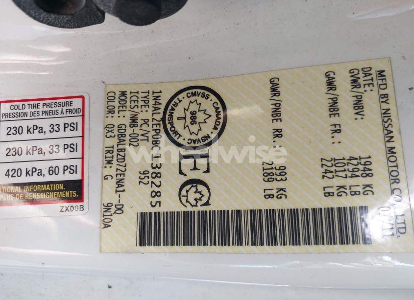 Photo 9 of 2011 Nissan Altima 2.5 S (VIN 1N4AL2EP0BC138285)