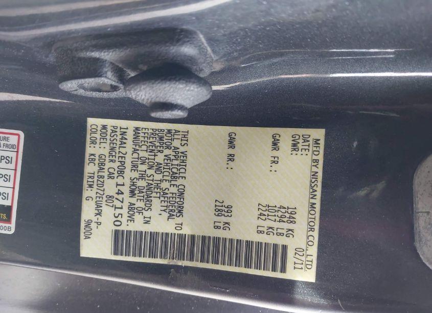 Photo 9 of 2011 Nissan Altima 2.5 S (VIN 1N4AL2EP0BC147150)