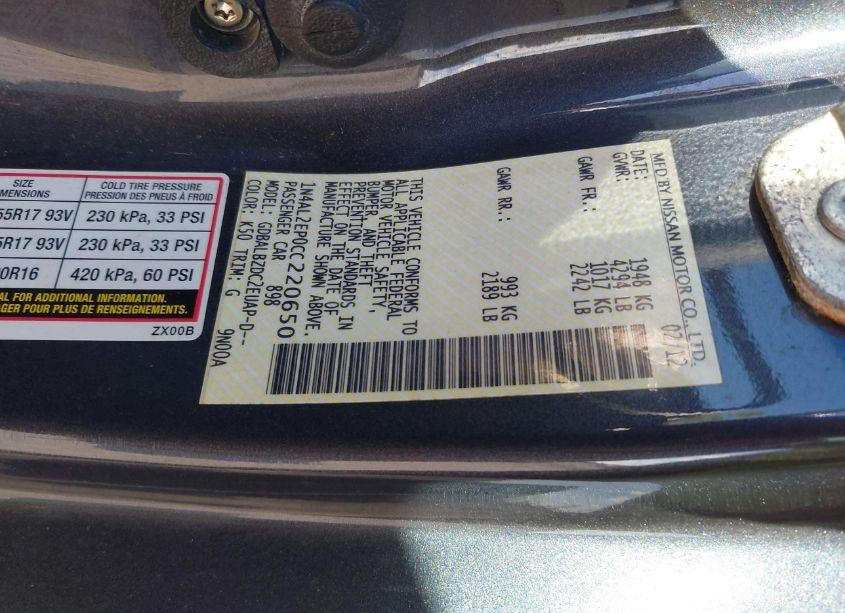 Photo 9 of 2012 Nissan Altima 2.5 S (VIN 1N4AL2EP0CC220650)