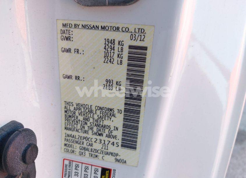 Photo 9 of 2012 Nissan Altima 2.5 S (VIN 1N4AL2EP0CC231745)