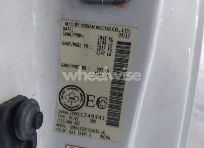 Photo 9 of 2012 Nissan Altima 2.5 S (VIN 1N4AL2EP0CC249341)