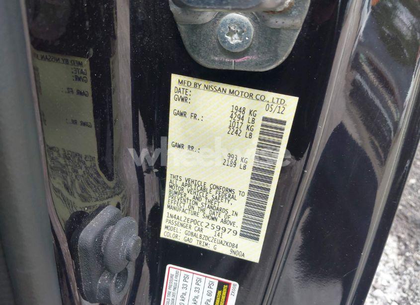 Photo 9 of 2012 Nissan Altima 2.5 S (VIN 1N4AL2EP0CC259979)