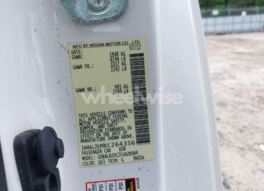 Photo 9 of 2012 Nissan Altima 2.5 S (VIN 1N4AL2EP0CC264356)