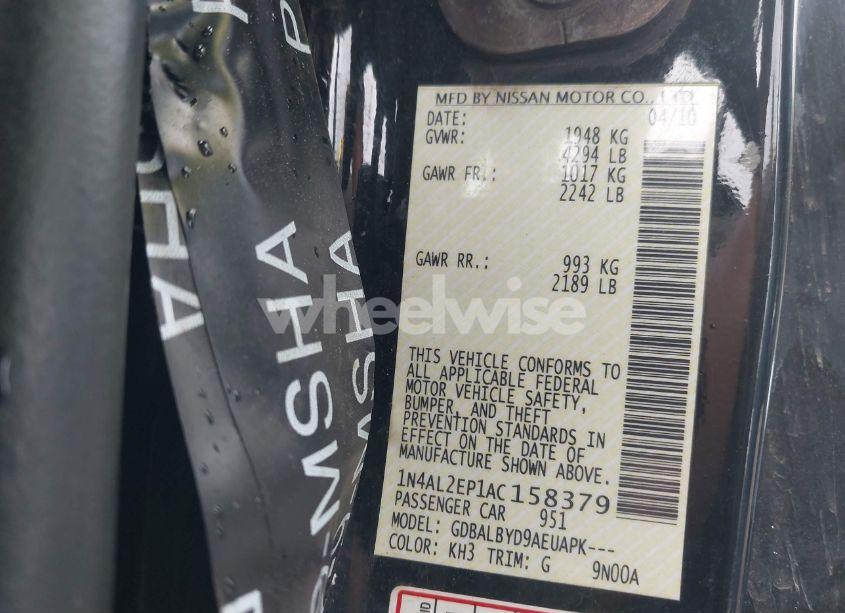 Photo 9 of 2010 Nissan Altima 2.5 S (VIN 1N4AL2EP1AC158379)