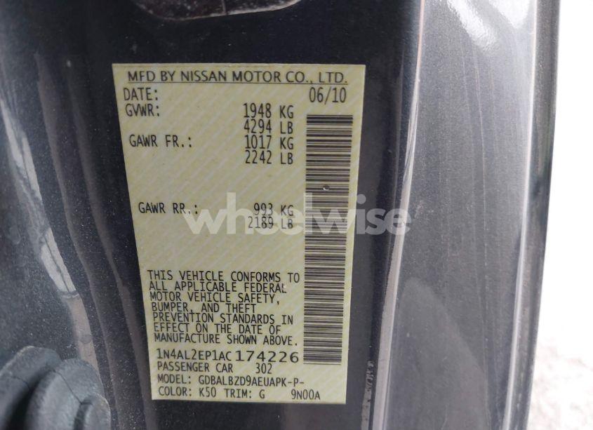 Photo 9 of 2010 Nissan Altima 2.5 S (VIN 1N4AL2EP1AC174226)