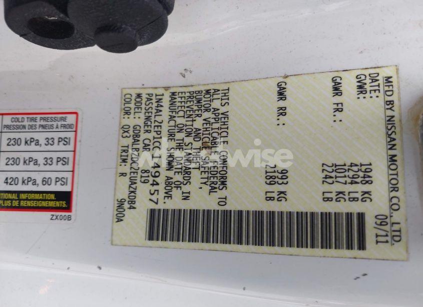 Photo 9 of 2012 Nissan Altima 2.5 S (VIN 1N4AL2EP1CC149457)