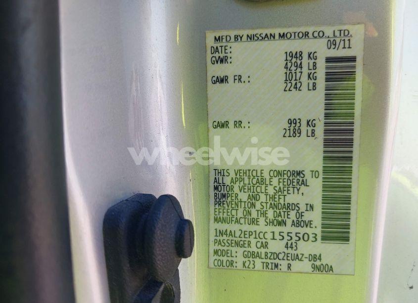 Photo 9 of 2012 Nissan Altima 2.5 S (VIN 1N4AL2EP1CC155503)