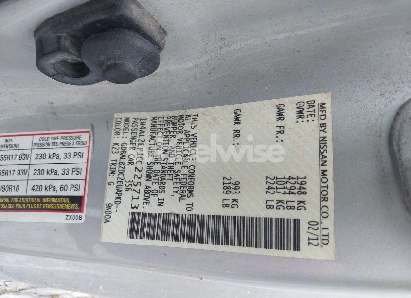 Photo 9 of 2012 Nissan Altima 2.5 S (VIN 1N4AL2EP1CC225713)