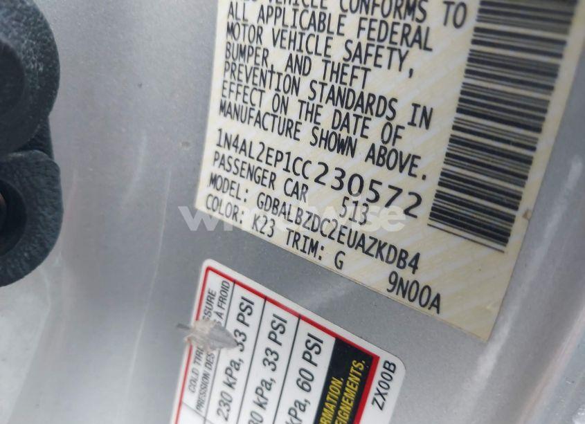 Photo 9 of 2012 Nissan Altima 2.5 S (VIN 1N4AL2EP1CC230572)