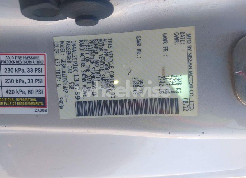 Photo 9 of 2013 Nissan Altima 2.5 S (VIN 1N4AL2EP1DC133759)