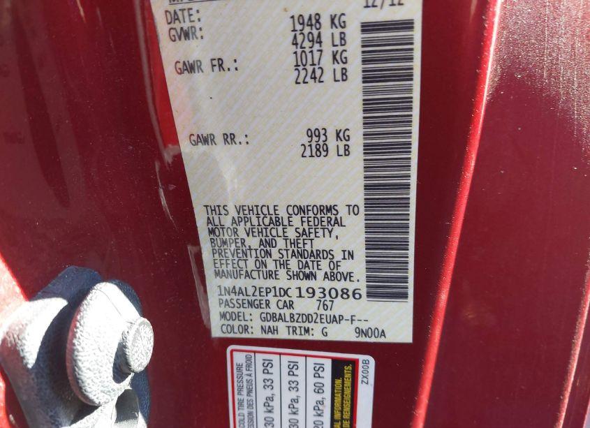 Photo 9 of 2013 Nissan Altima 2.5 S (VIN 1N4AL2EP1DC193086)