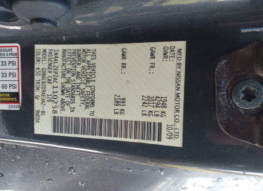 Photo 9 of 2010 Nissan Altima 2.5 S (VIN 1N4AL2EP2AC110258)