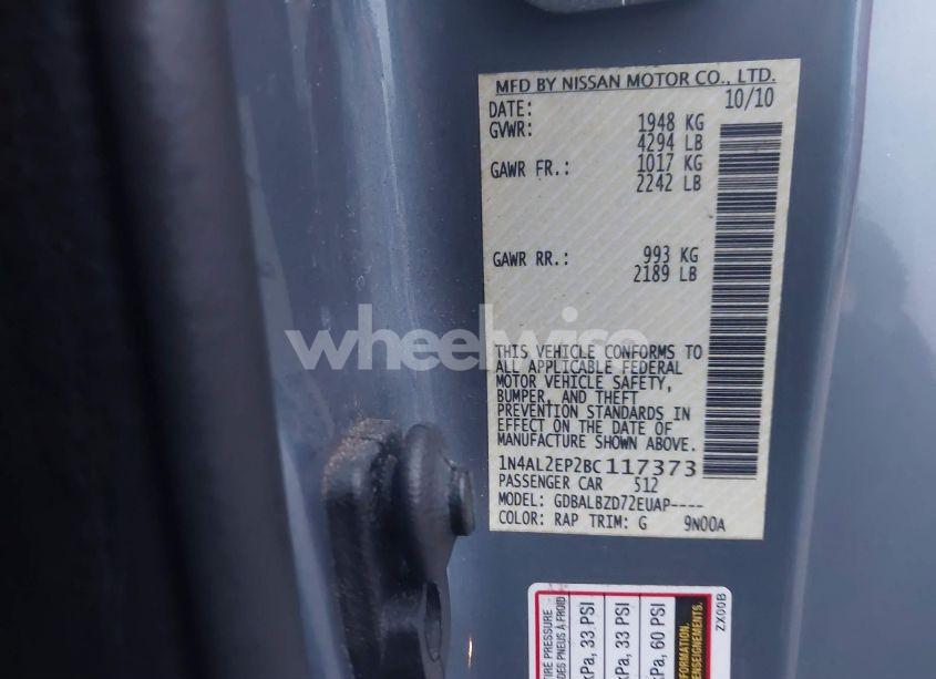 Photo 9 of 2011 Nissan Altima 2.5 S (VIN 1N4AL2EP2BC117373)