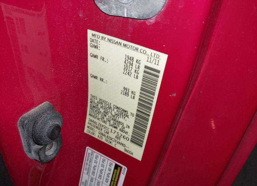 Photo 9 of 2012 Nissan Altima 2.5 S (VIN 1N4AL2EP2CC175260)