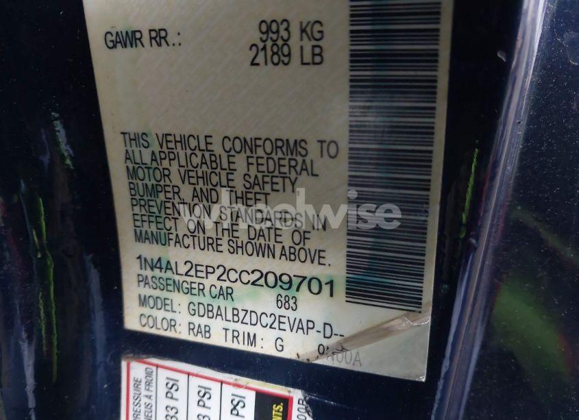 Photo 9 of 2012 Nissan Altima 2.5 S (VIN 1N4AL2EP2CC209701)