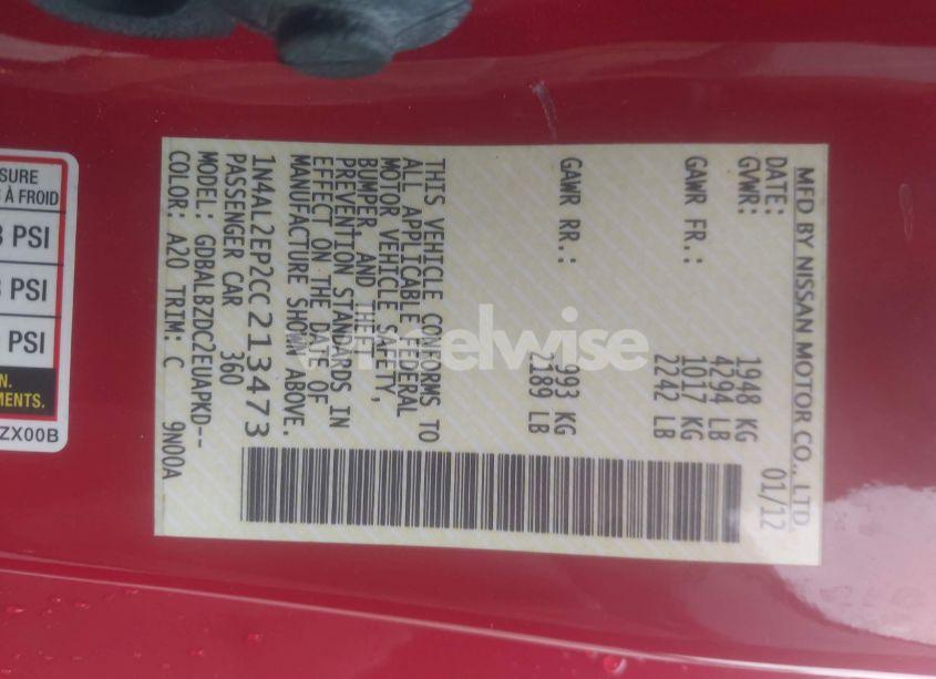 Photo 9 of 2012 Nissan Altima 2.5 S (VIN 1N4AL2EP2CC213473)