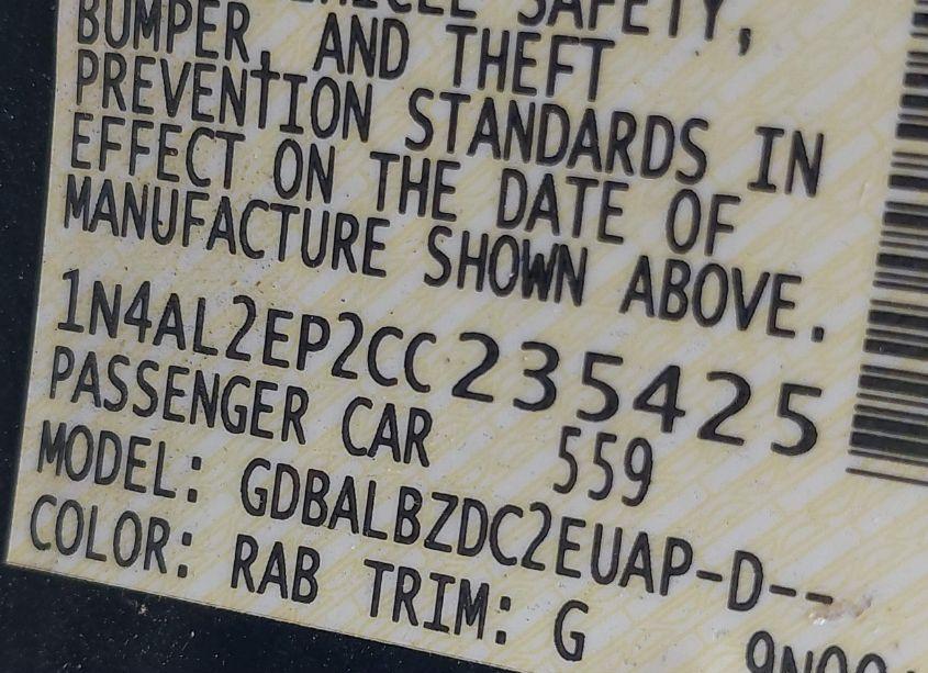 Photo 9 of 2012 Nissan Altima 2.5 S (VIN 1N4AL2EP2CC235425)