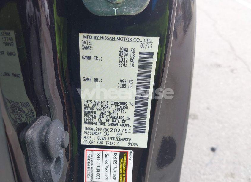 Photo 9 of 2013 Nissan Altima 2.5 S (VIN 1N4AL2EP2DC202751)