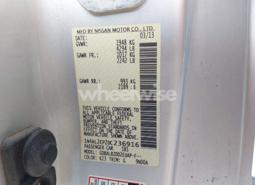 Photo 9 of 2013 Nissan Altima 2.5 S (VIN 1N4AL2EP2DC236916)