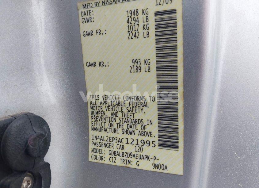 Photo 9 of 2010 Nissan Altima 2.5 S (VIN 1N4AL2EP3AC121995)