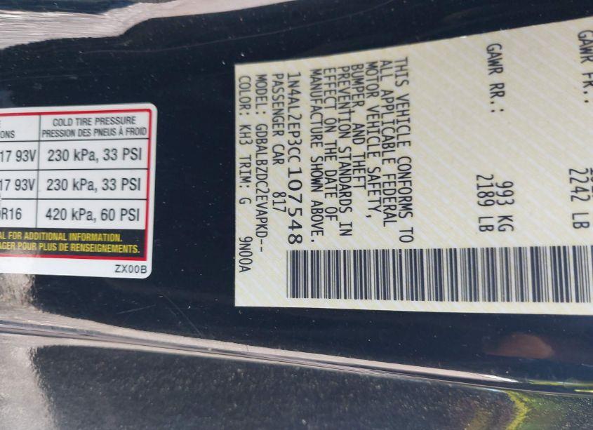 Photo 9 of 2012 Nissan Altima 2.5 S (VIN 1N4AL2EP3CC107548)